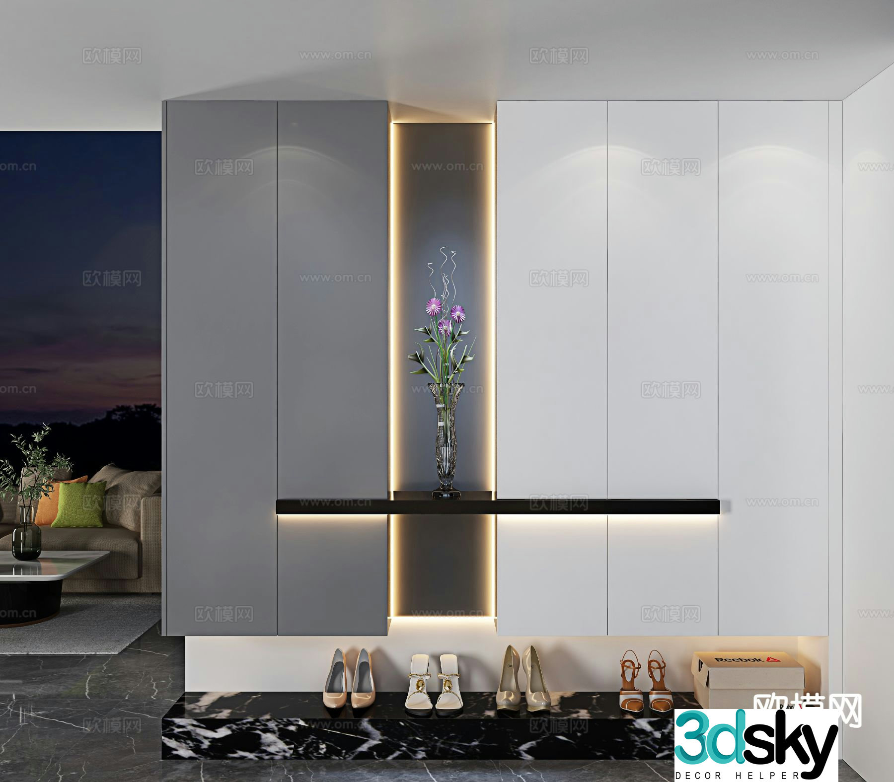 Modern entrance shoe cabinet 3d model