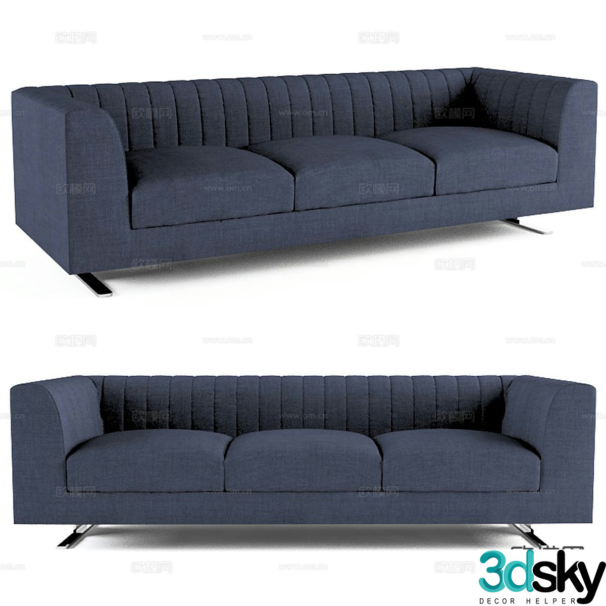 Modern fabric sofa three-seat sofa 3d model