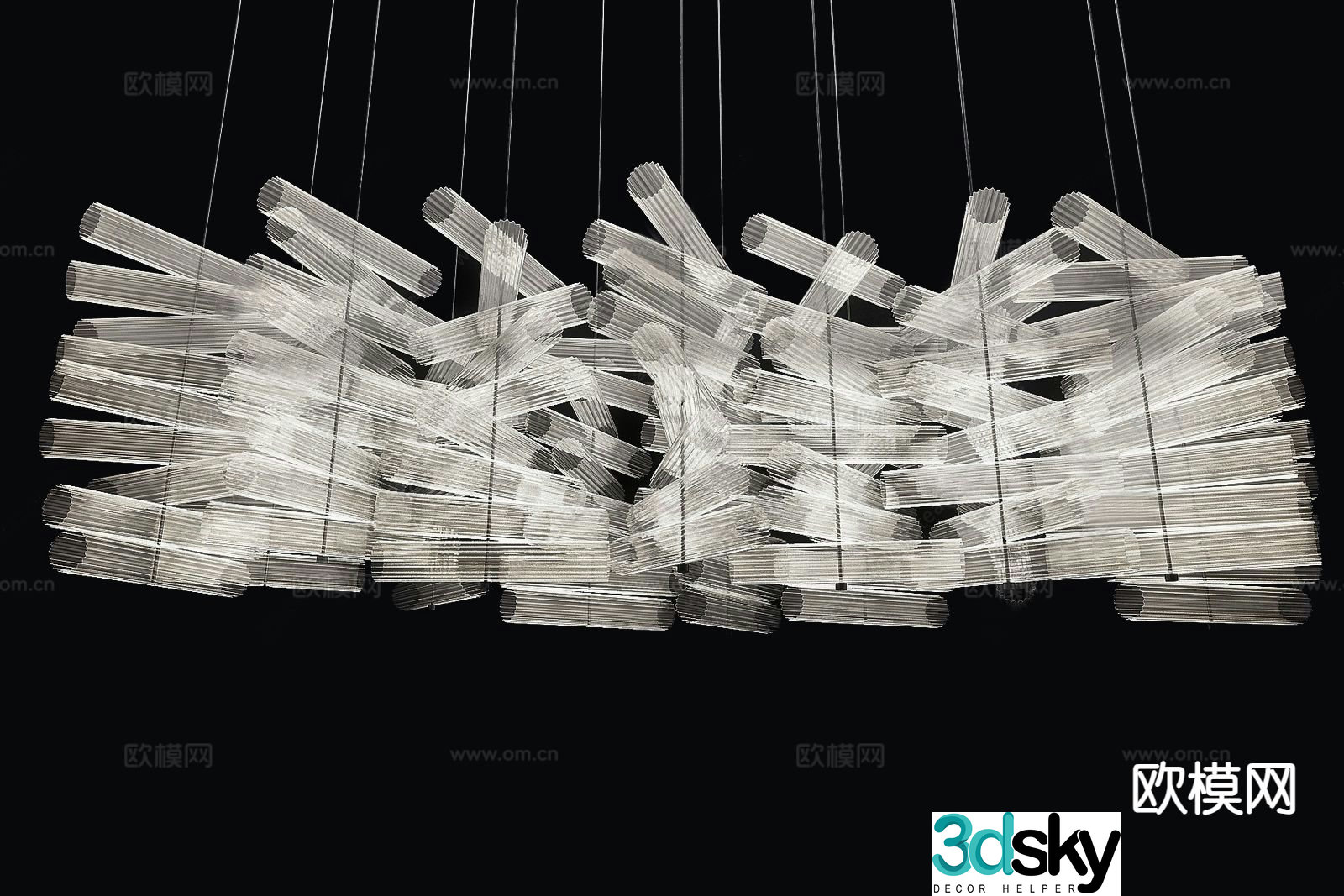 Light luxury chandelier glass chandelier 3d model