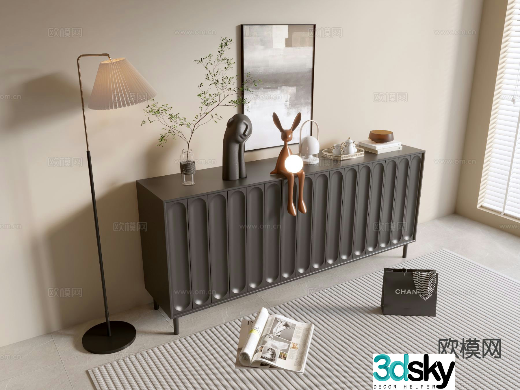 Modern entryway cabinet side cabinet 3d model