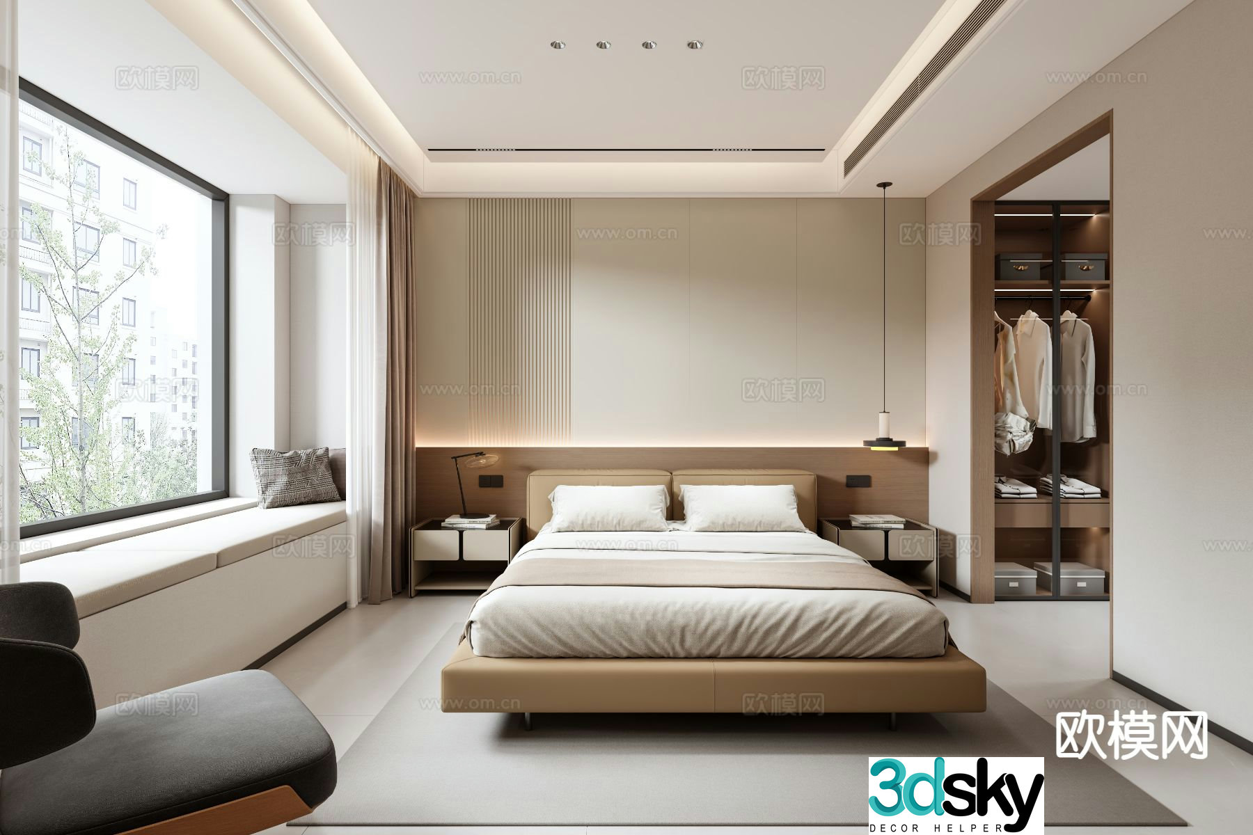 Modern bedroom master bedroom dressing room 3d model