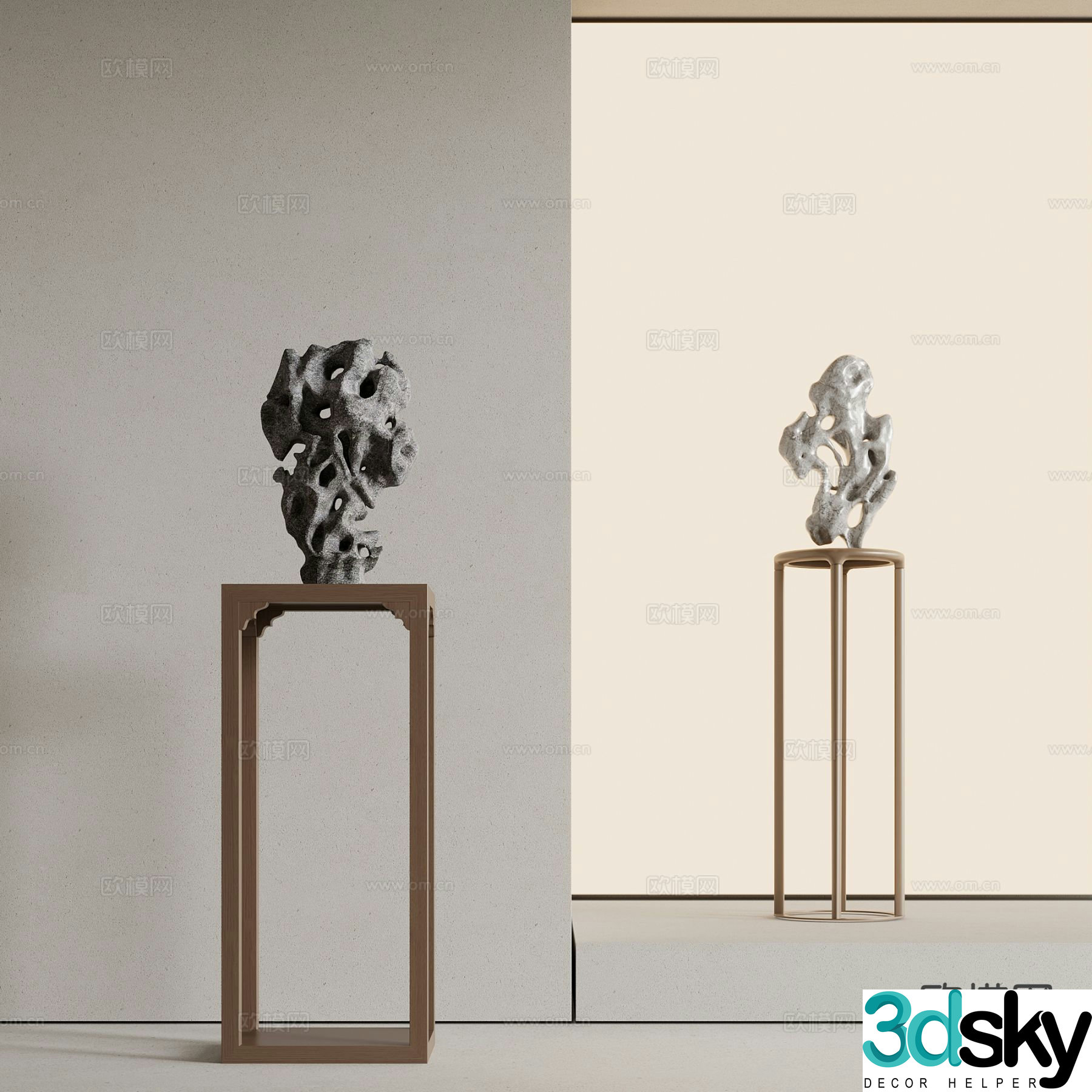 New Chinese Sculpture Taihu Stone Ornament 3D Model