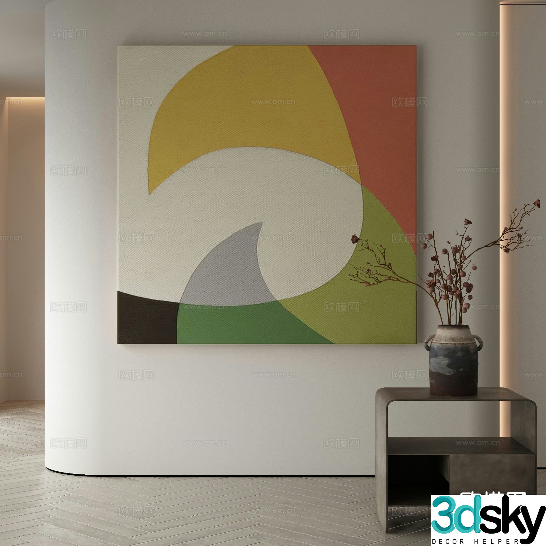 Modern decorative painting geometric hanging painting 3D model