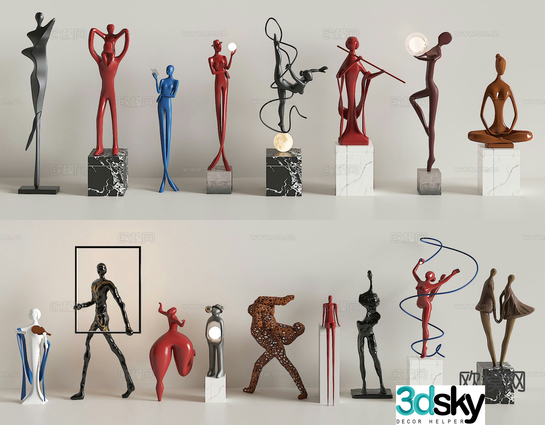 Modern interior art installation sculpture ornaments figure sculpture 3D model