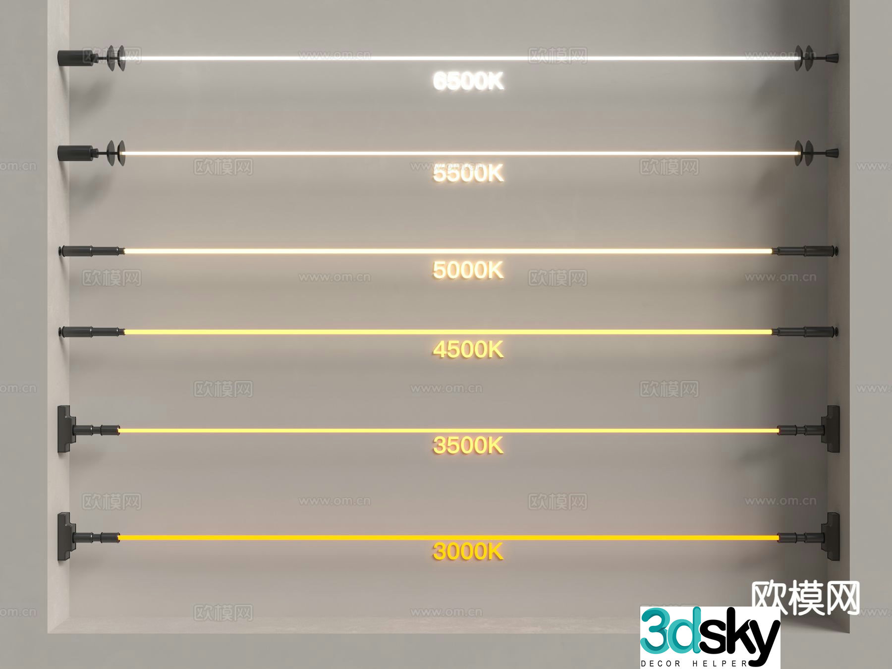 modern skyline light linear light steel wire light strip steel strip light 3d model