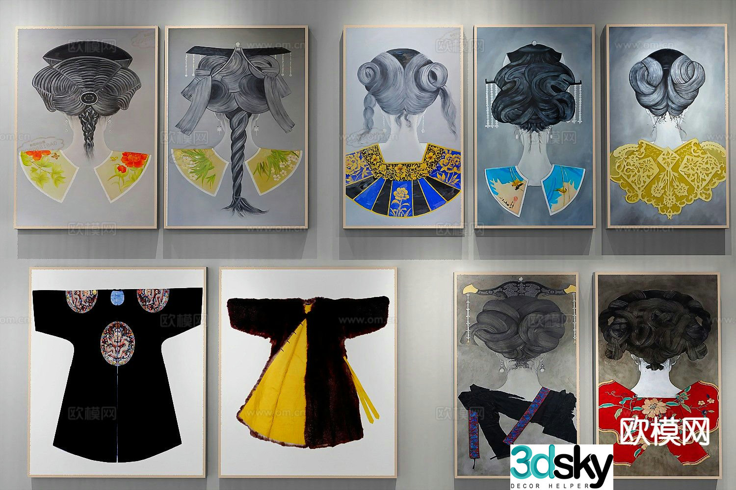 New Chinese style decorative painting ancient painting national trend hanging painting 3D model