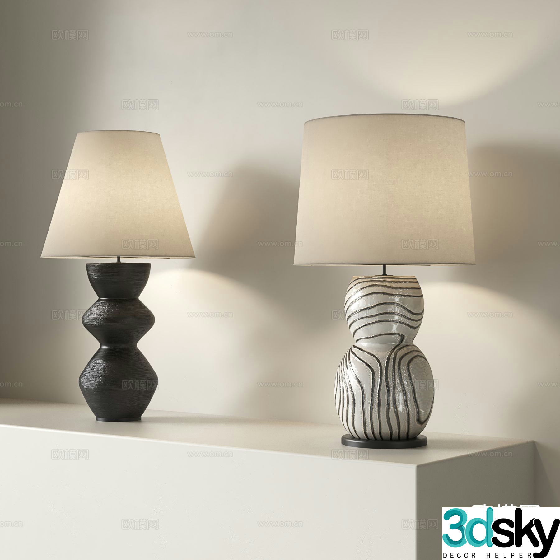 Medieval style table lamp ceramic table lamp 3d model