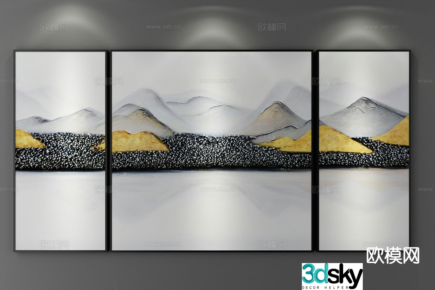 New Chinese style decorative painting combination painting 3D model