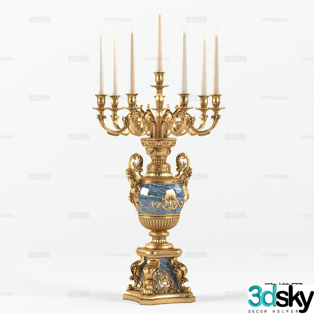 Simple European candlestick lamp candle 3d model
