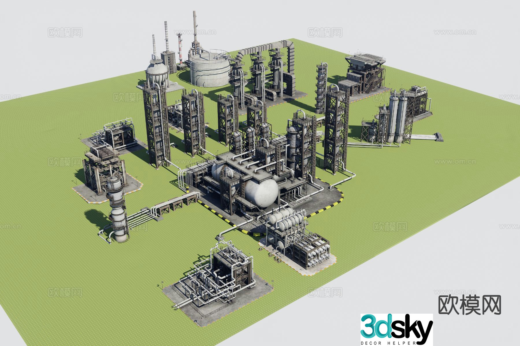Petrochemical plant equipment 3d model