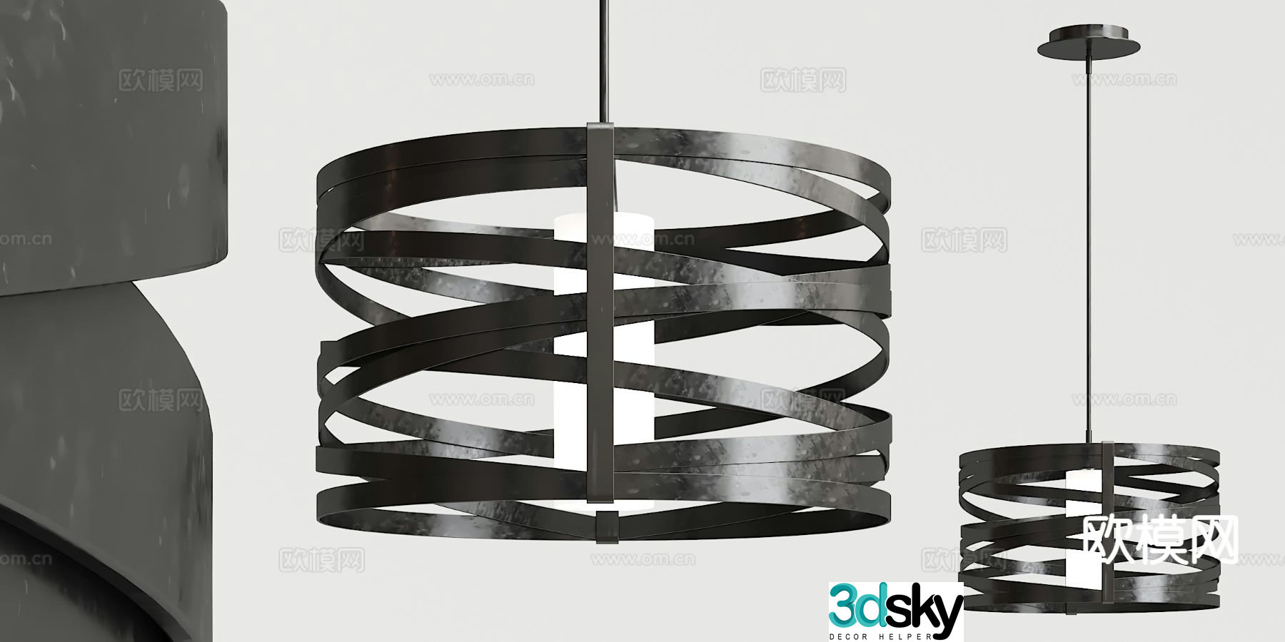 Industrial style wrought iron chandelier 3d model
