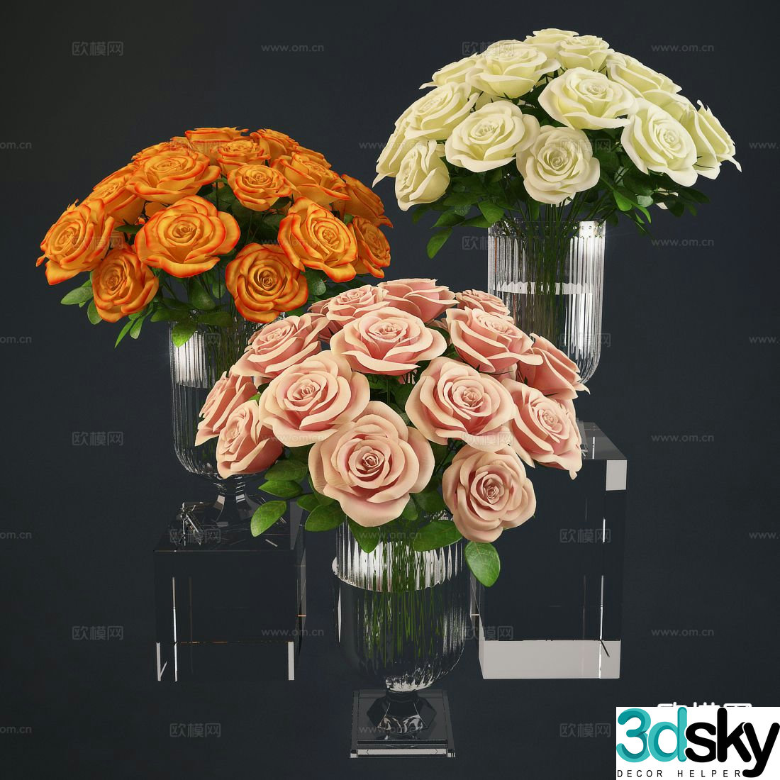Flower vase floral arrangement flower arrangement 3d model