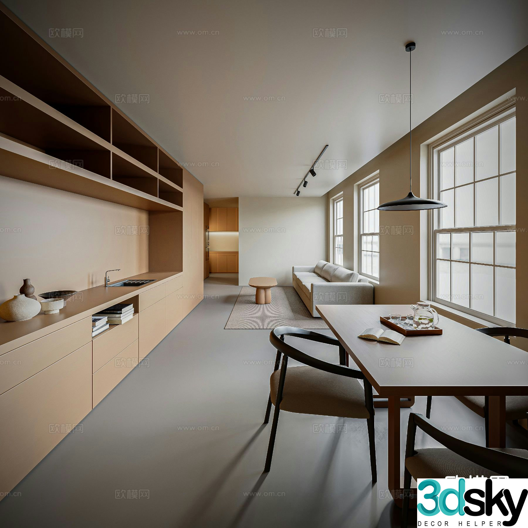 Minimalist restaurant 3d model