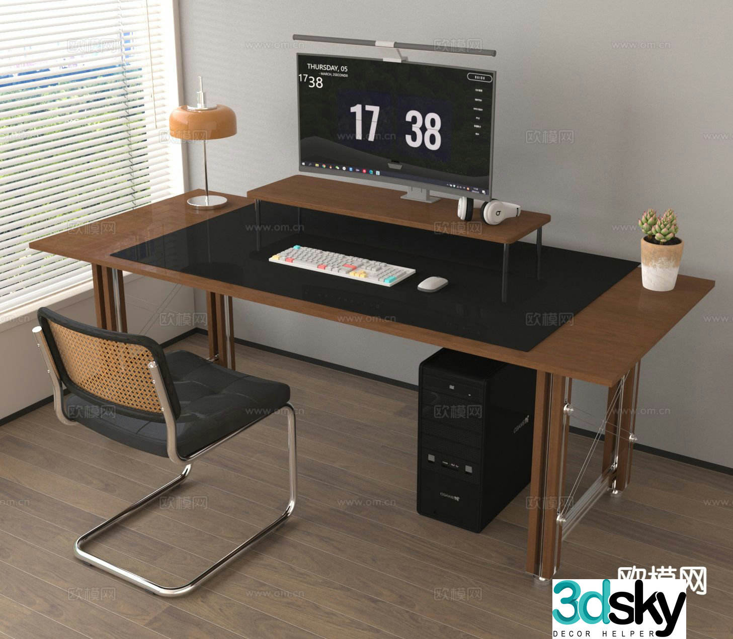 Modern desk writing desk computer desk 3d model
