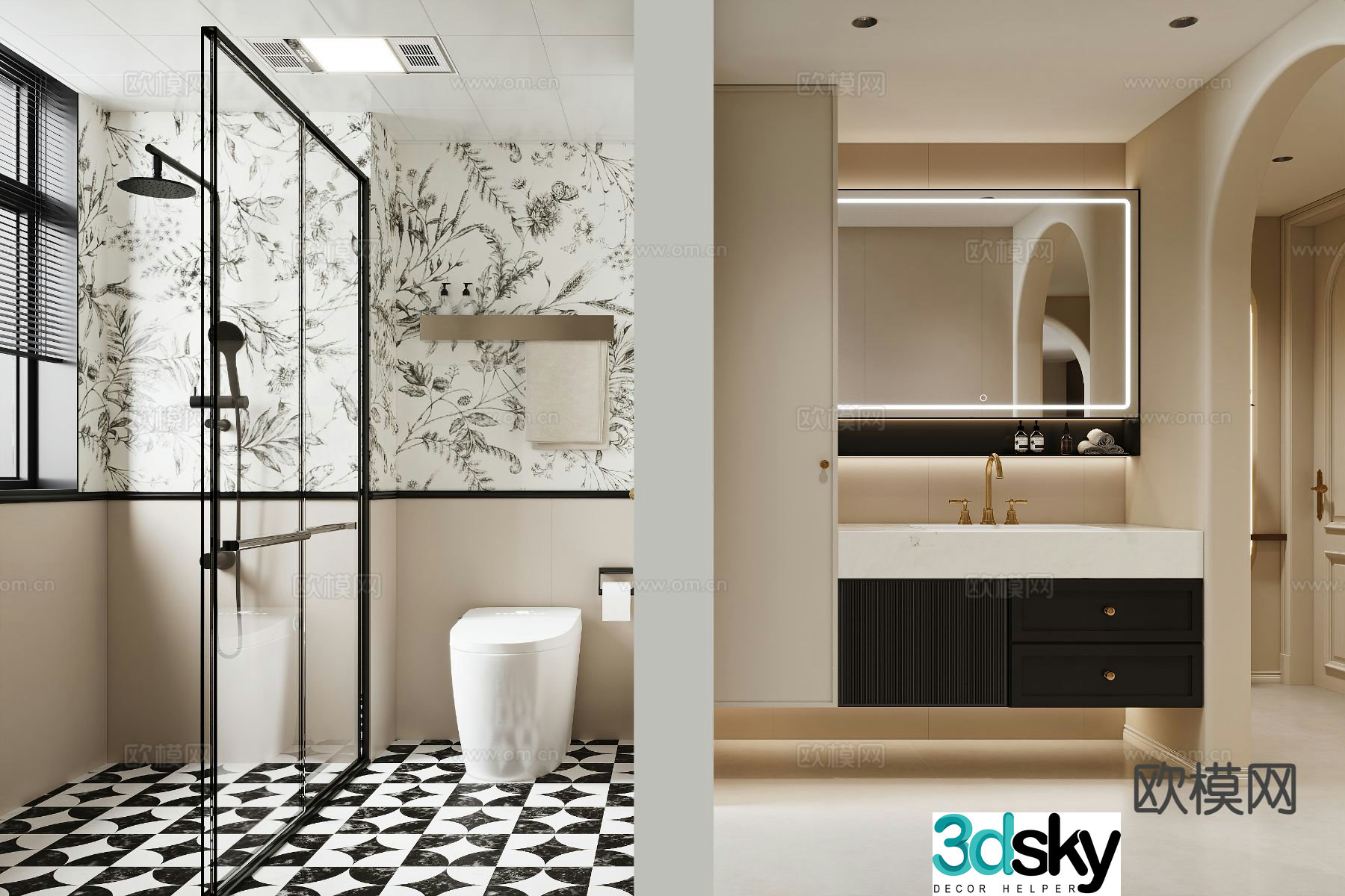French bathroom bathroom 3d model
