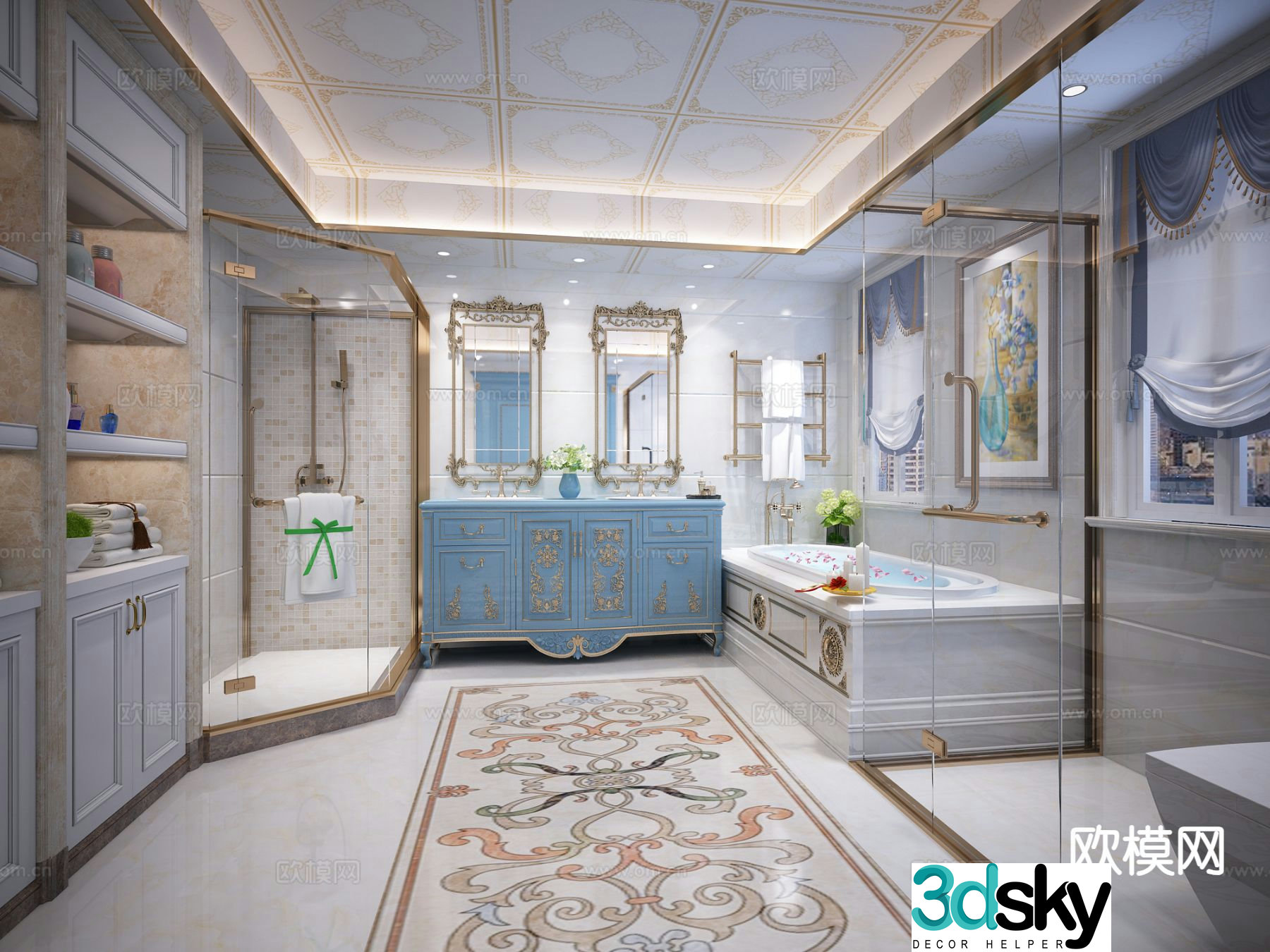 European style bathroom bathroom toilet 3d model