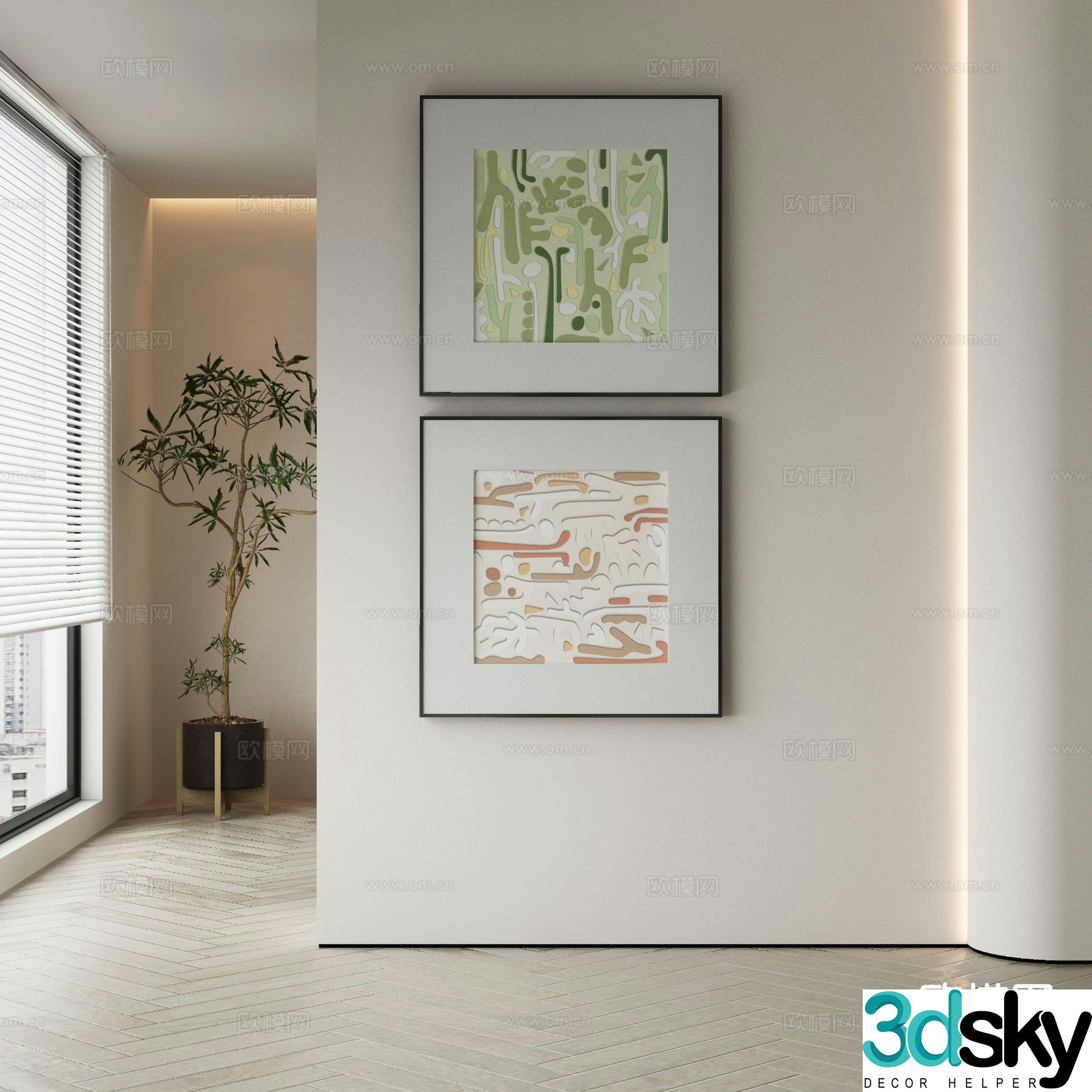 Modern texture painting decorative painting 3d model