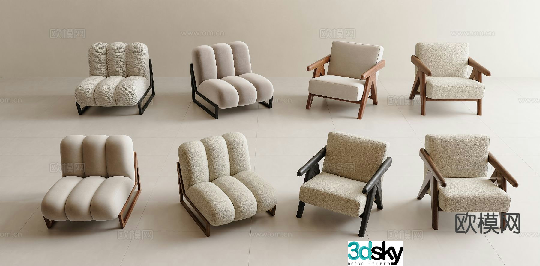 Wabi-sabi chair leisure chair 3d model
