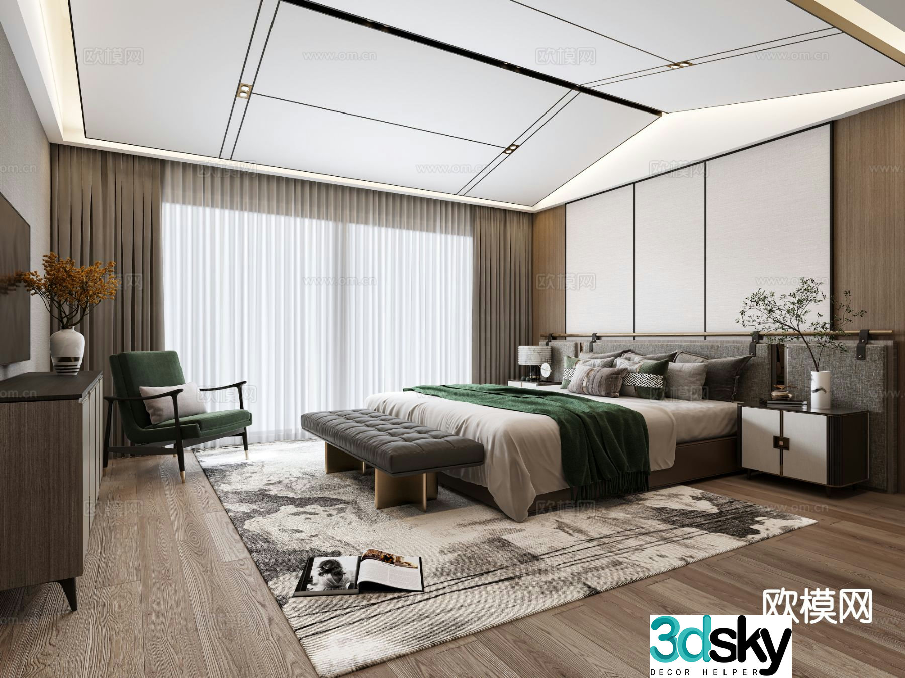 New Chinese style bedroom master bedroom 3d model