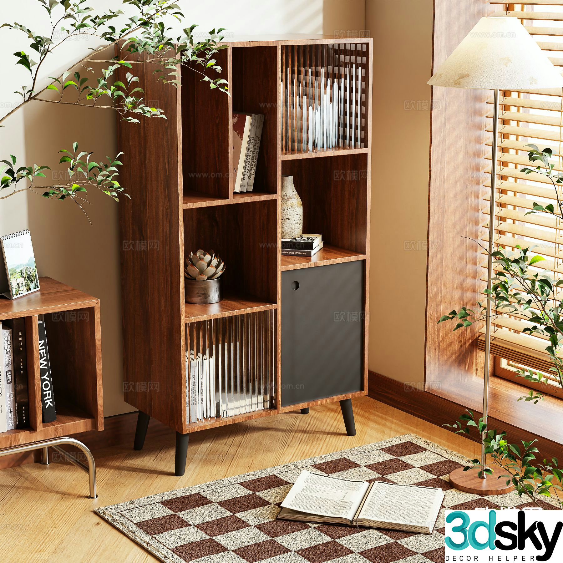 Medieval style bookshelf bookcase 3d model