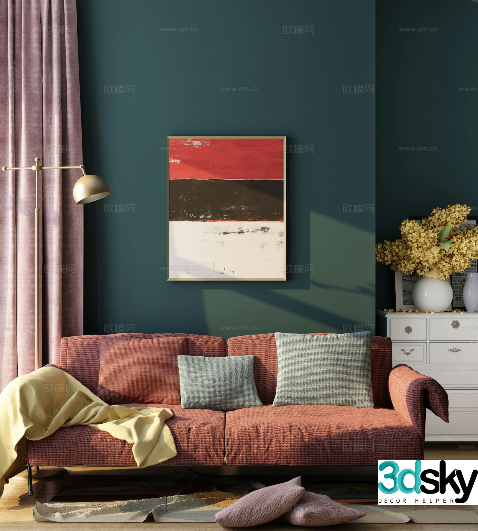 Double sofa upholstered sofa 3d model