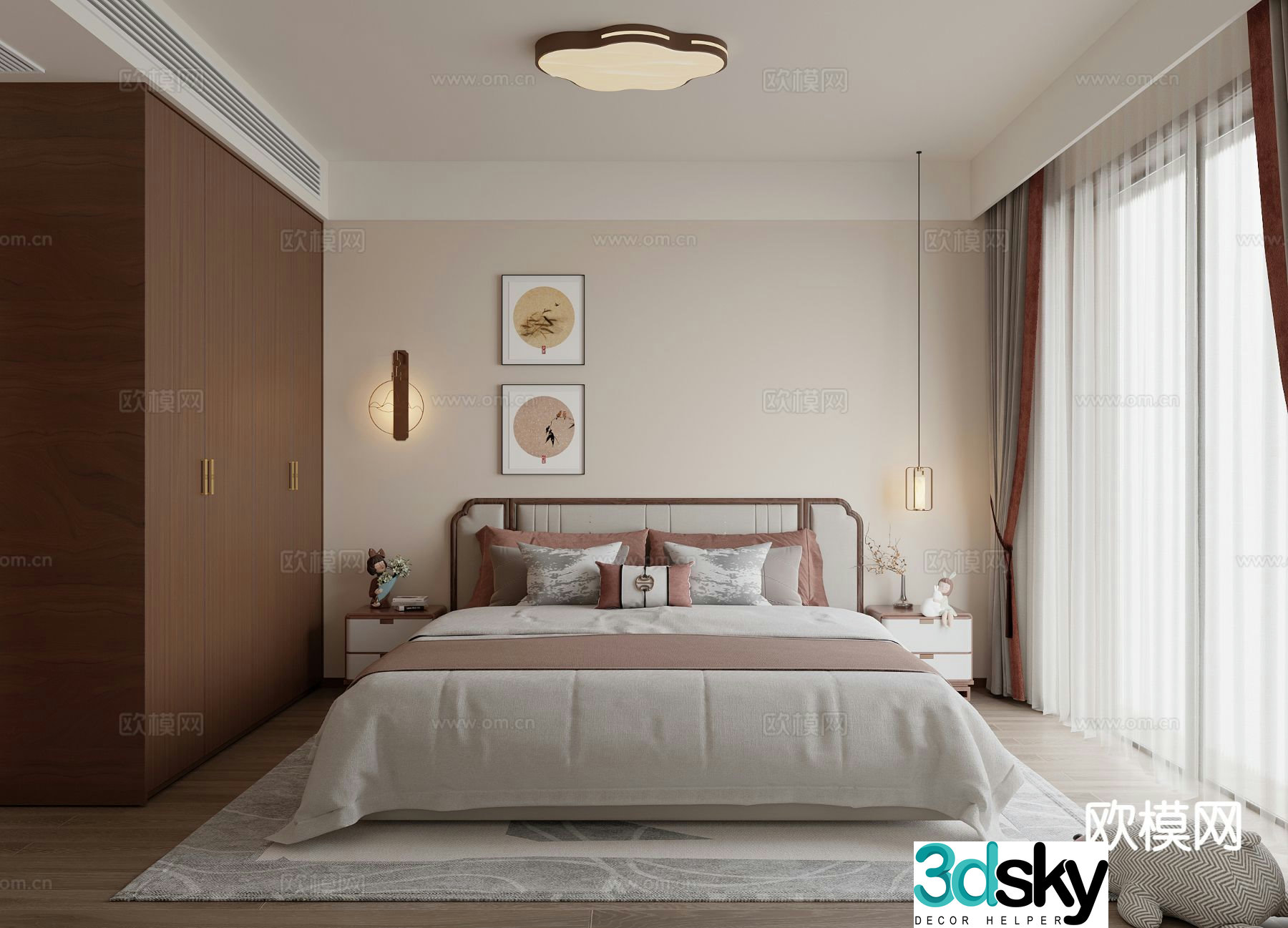 New Chinese style bedroom master bedroom 3d model