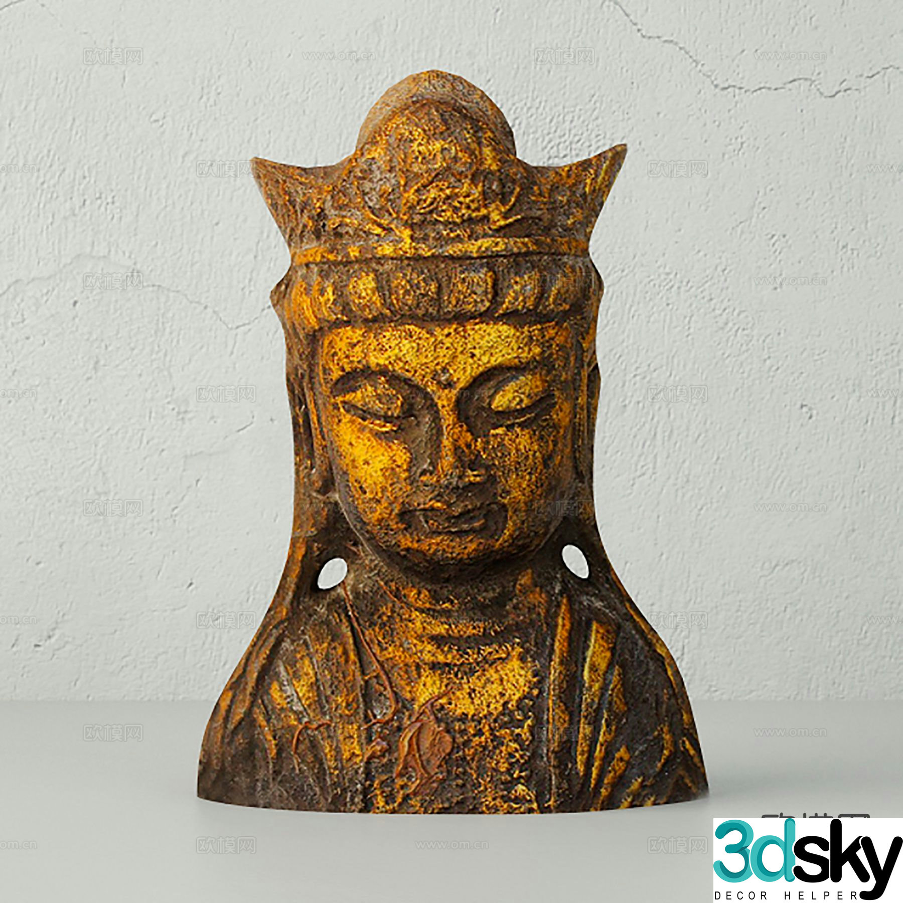 Chinese antique Buddha statue Buddha head Bodhisattva 3D model