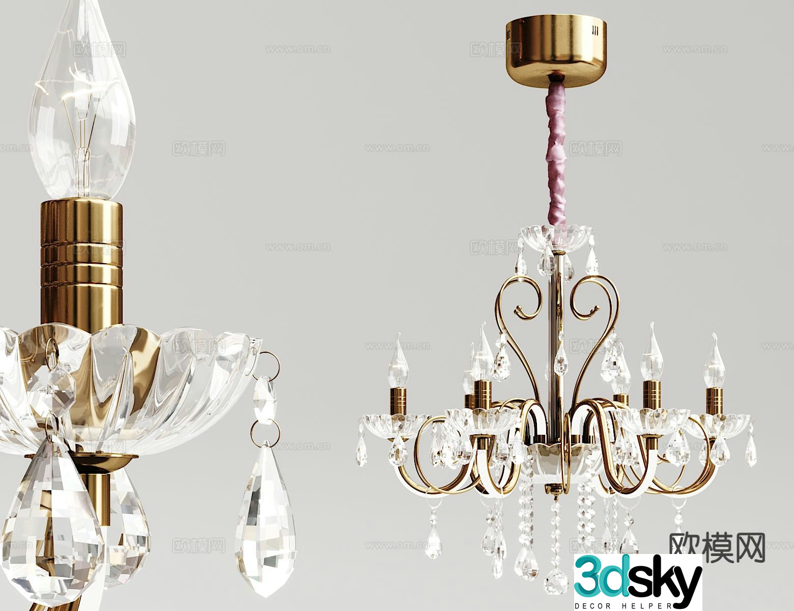 European crystal chandelier 3d model