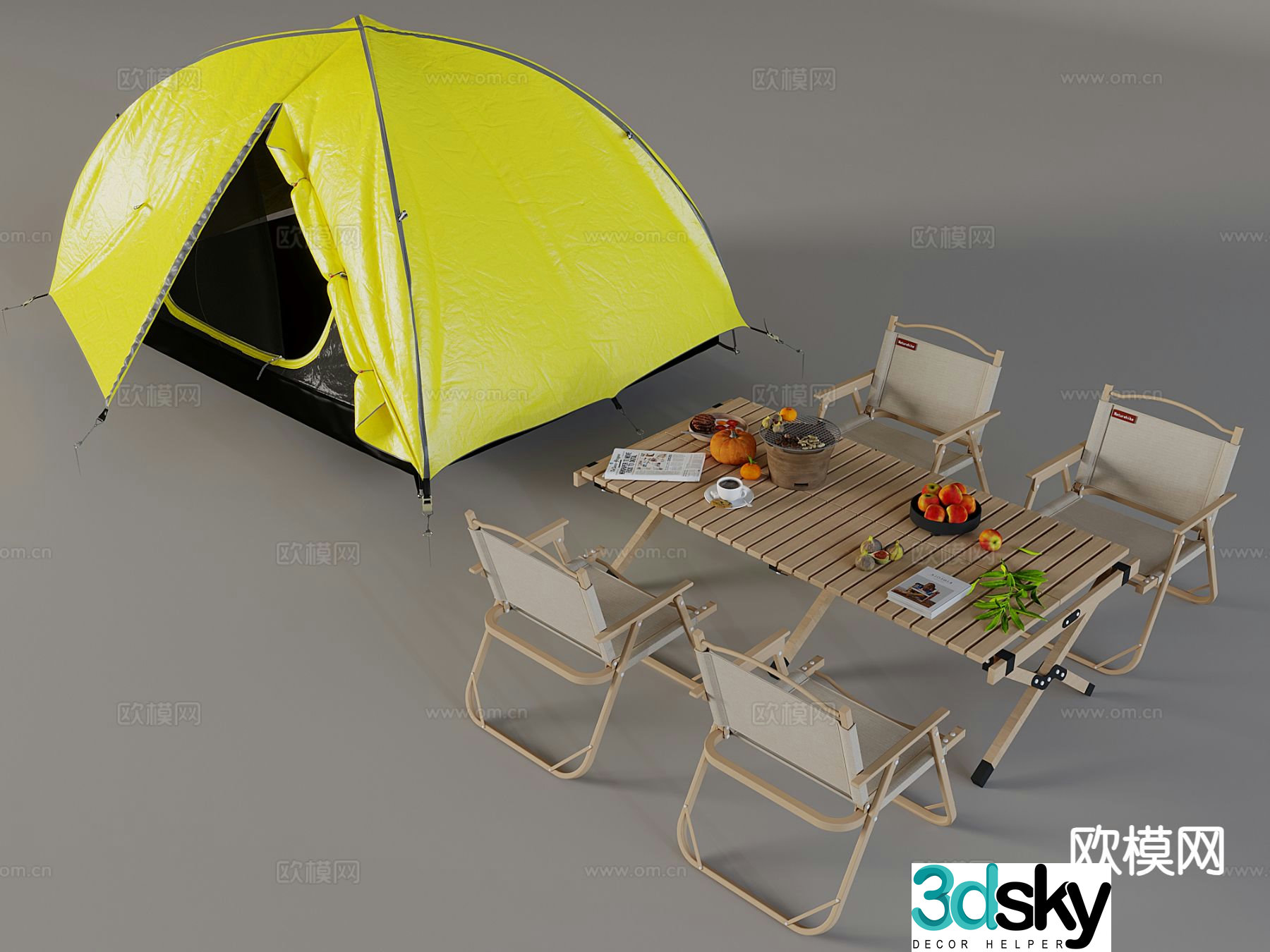 Outdoor tables and chairs folding tables and chairs camping tent 3d model