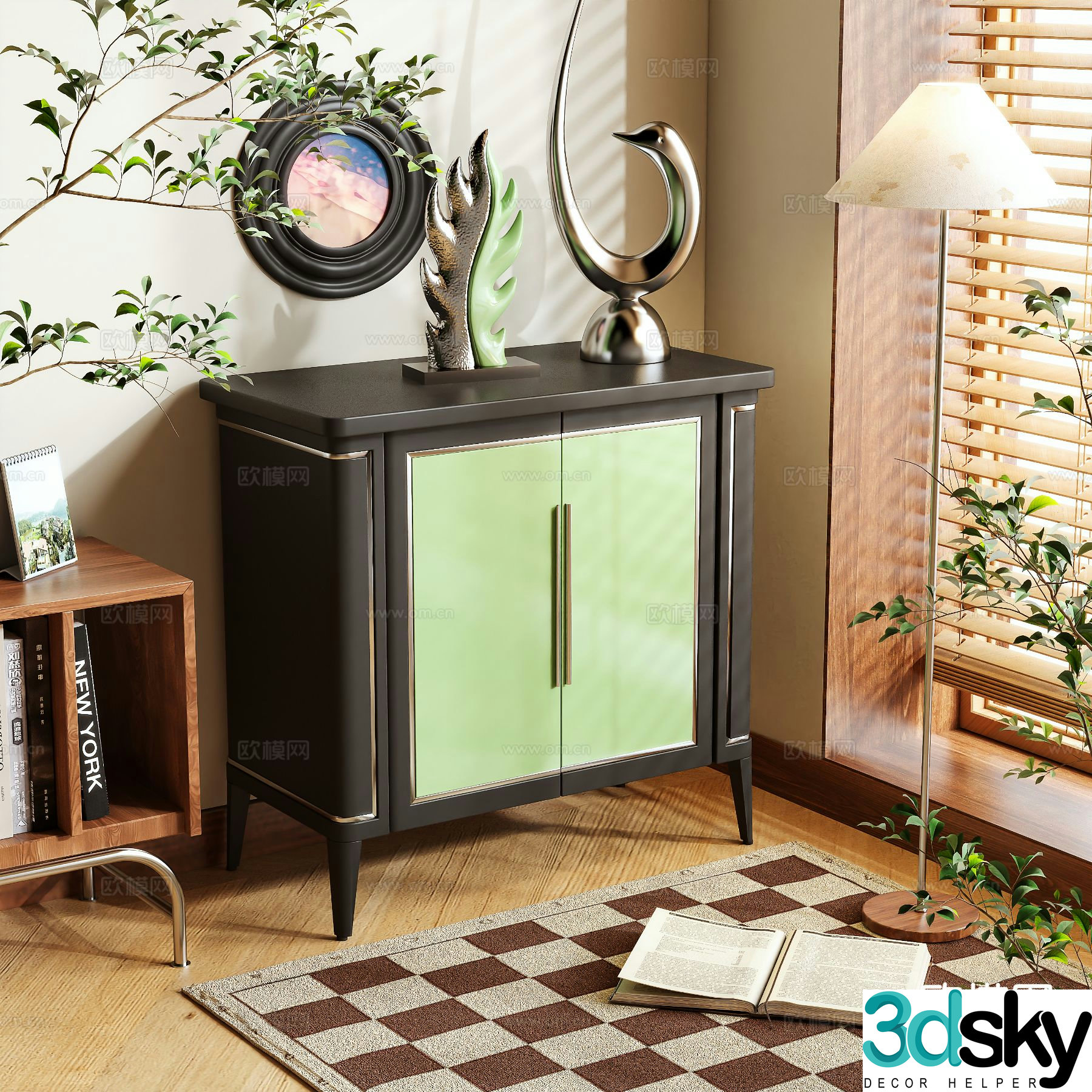 Postmodern entrance cabinet shoe cabinet 3d model