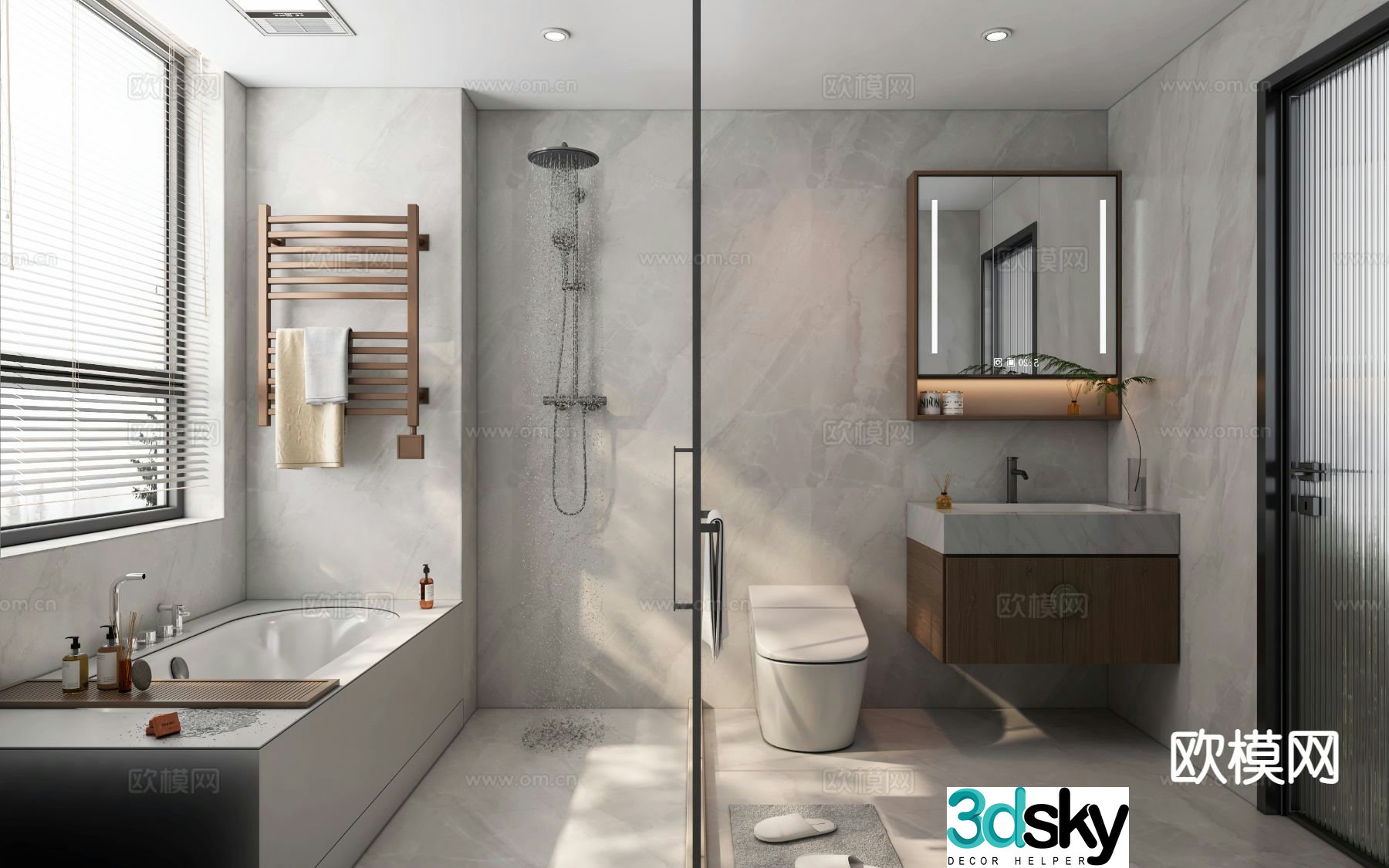 New Chinese style bathroom bathroom 3d model