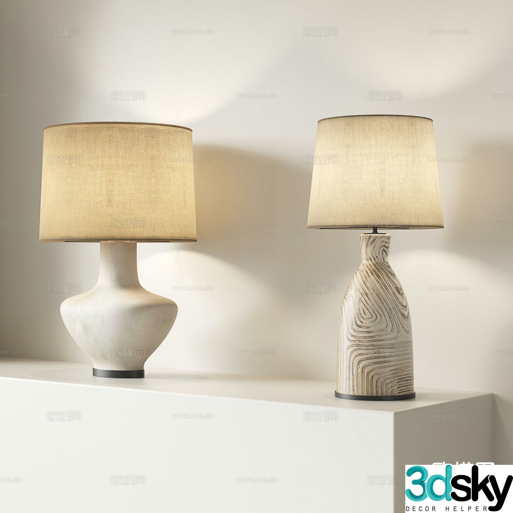 Medieval style table lamp clay pot table lamp 3d model