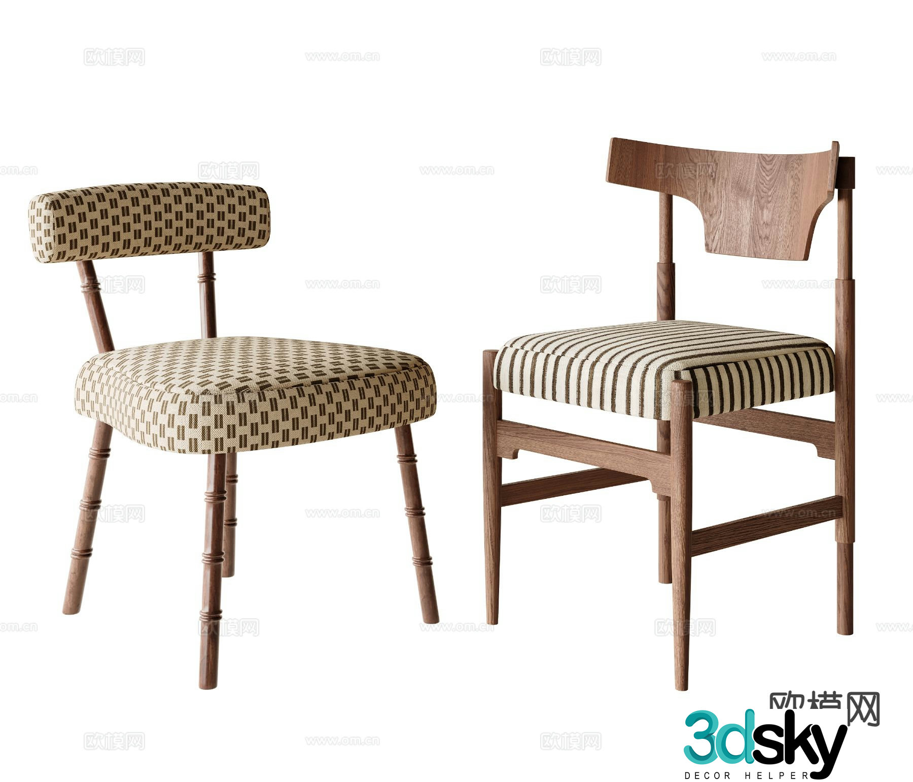 Nordic chair dining chair 3d model