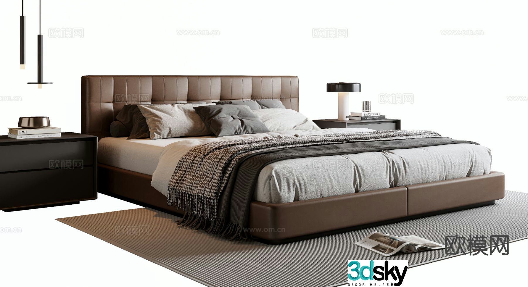 Italian double bed 3d model