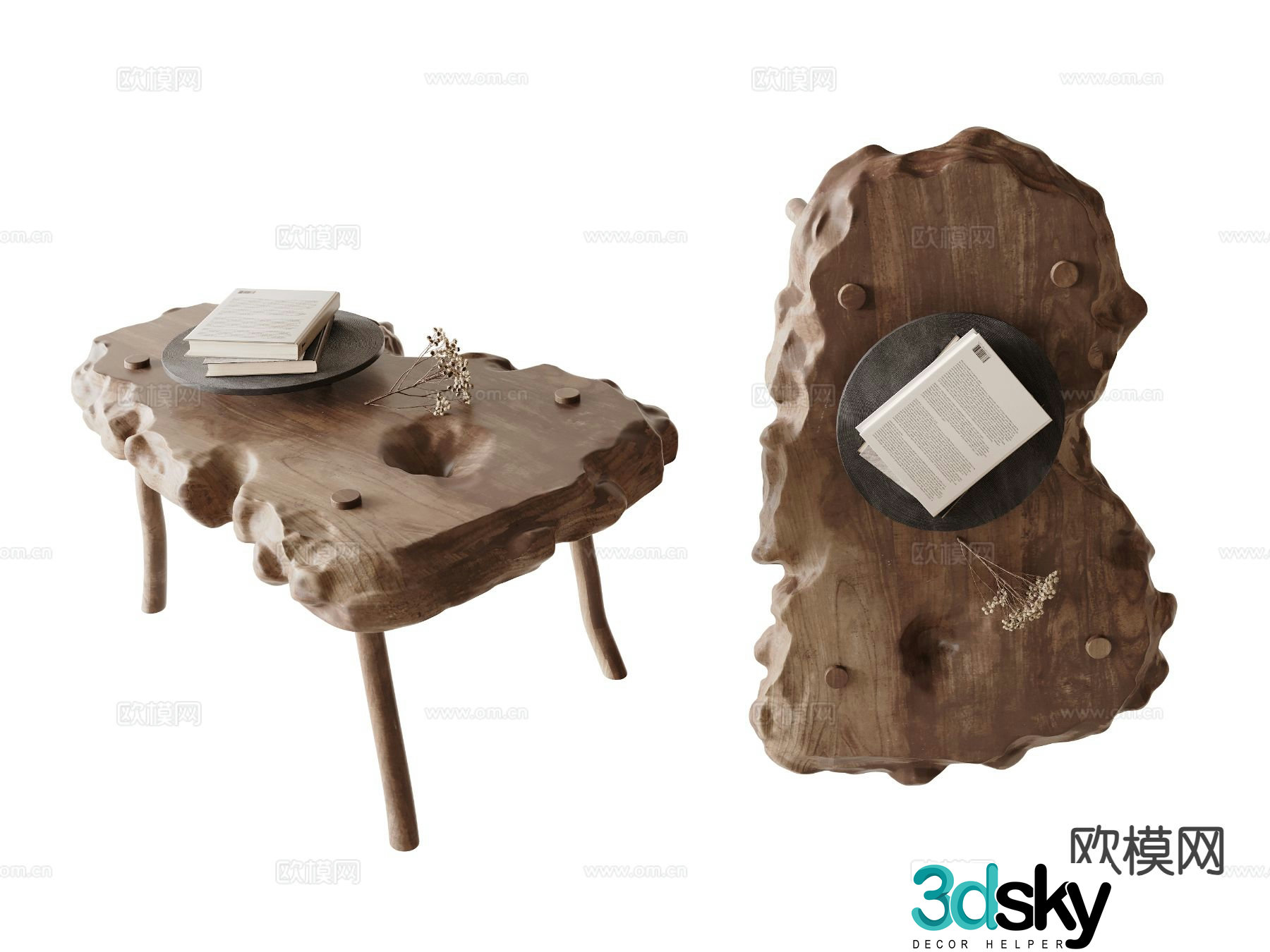 Nordic coffee table solid wood coffee table 3d model