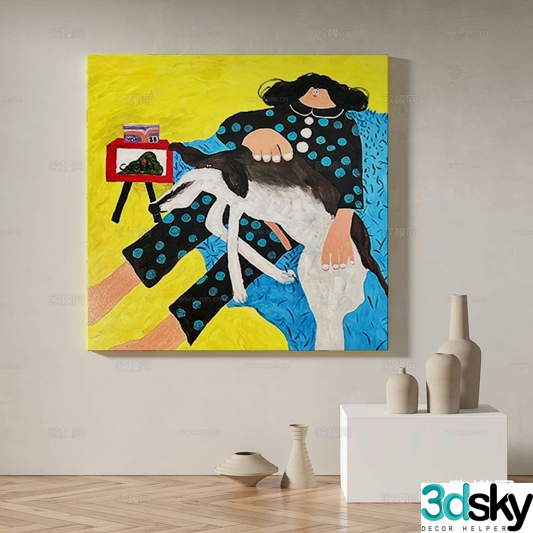 Memphis decorative painting dopamine oil painting 3d model