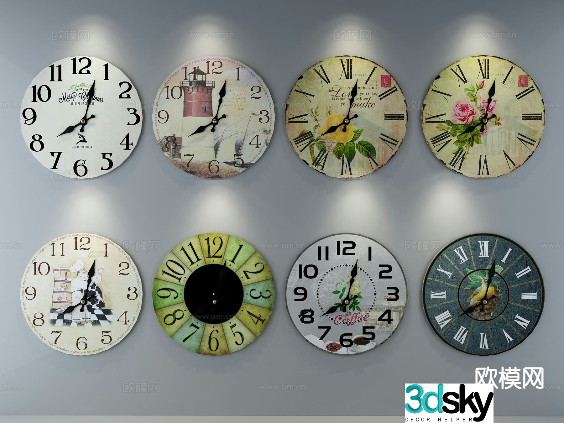 nordic mixed decorative clock wall clock clock 3d model