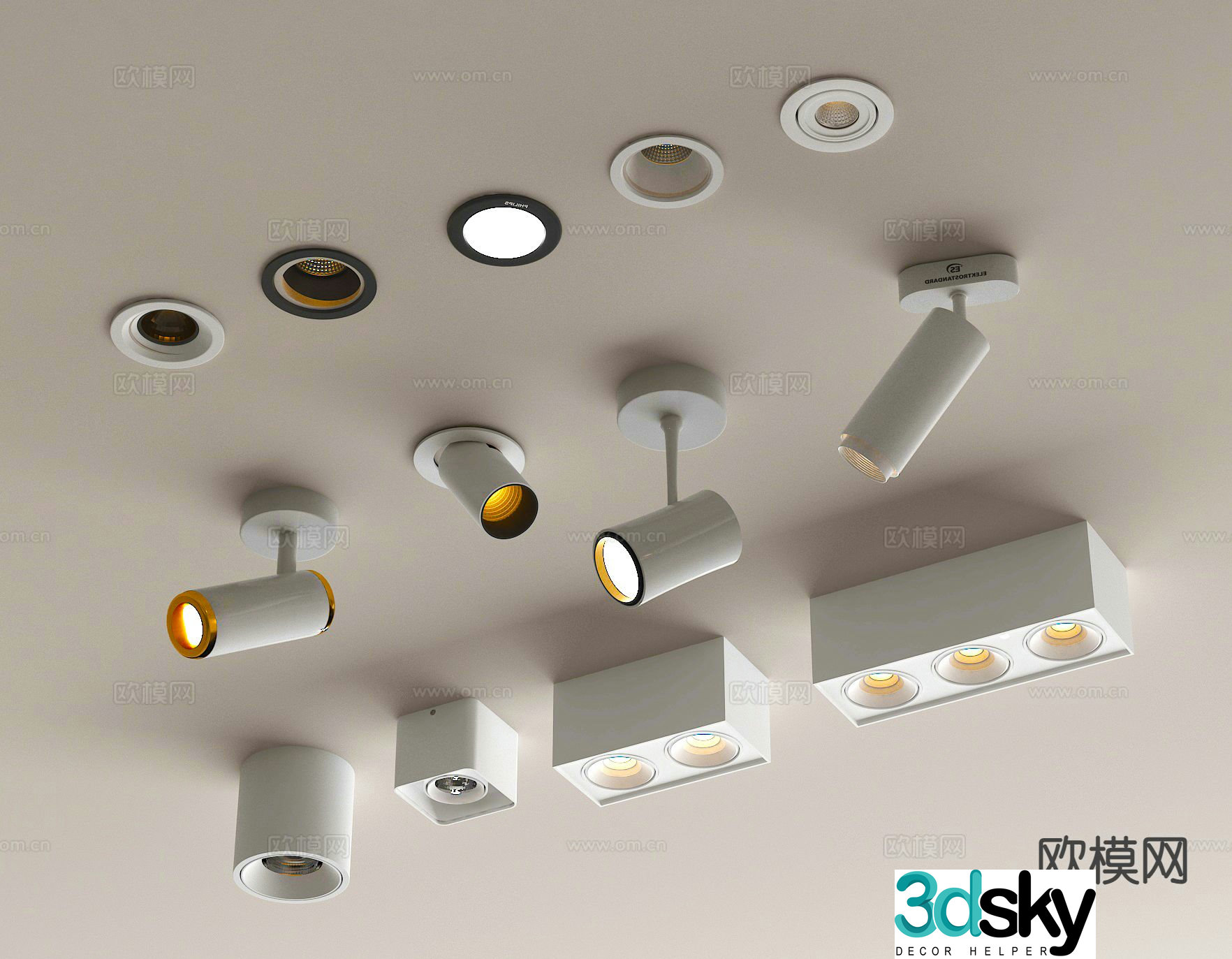 Downlight Spotlight Bull’s Eye Lamp Long Downlight 3d model