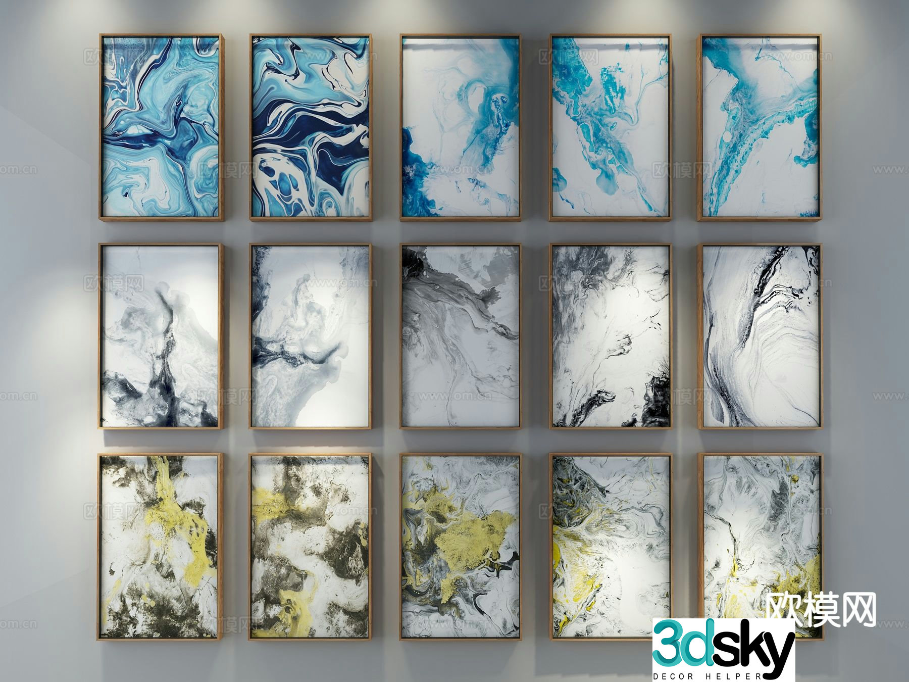 New Chinese style decorative painting art painting hanging painting 3d model