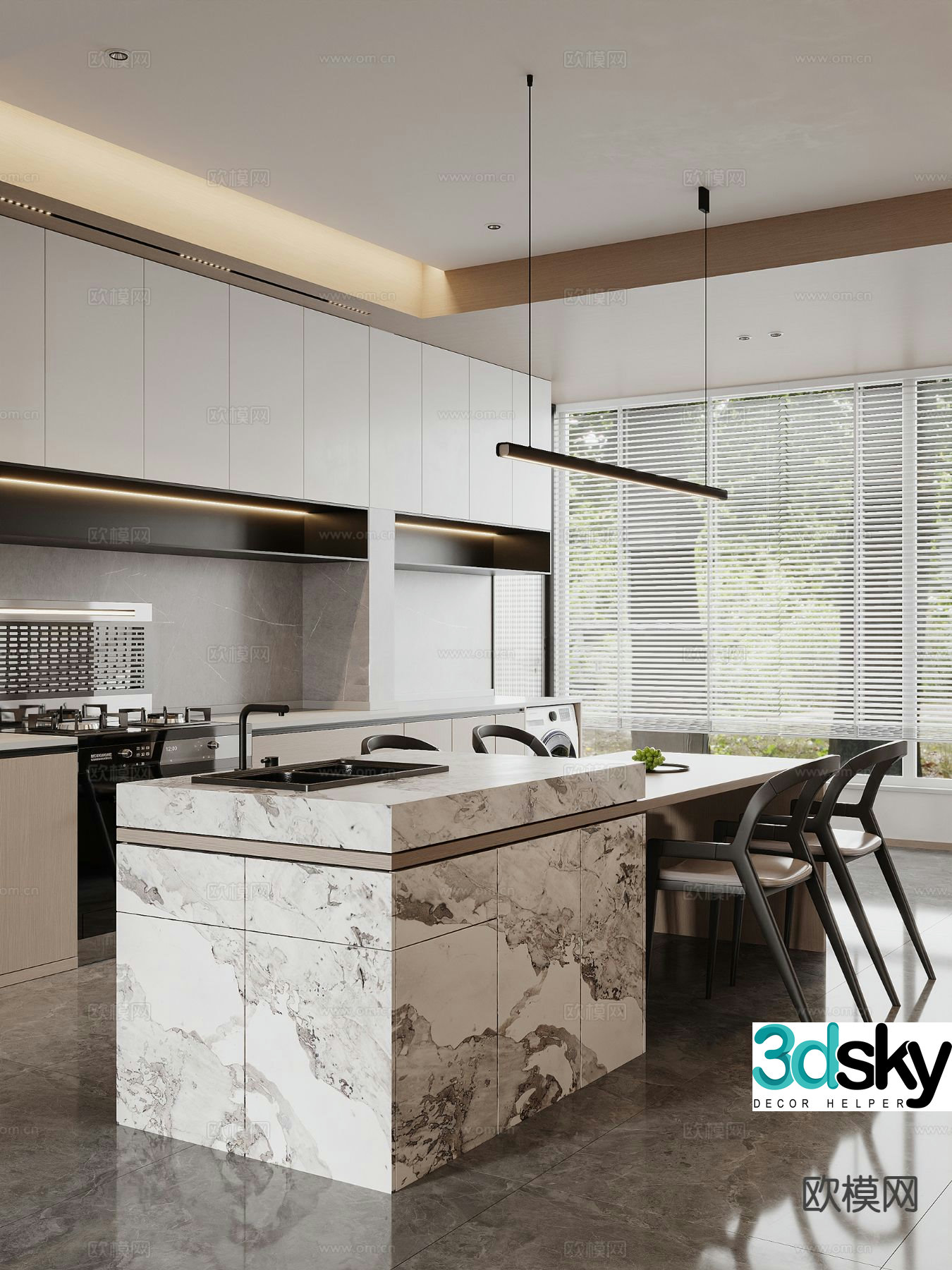 Modern island restaurant 3d model