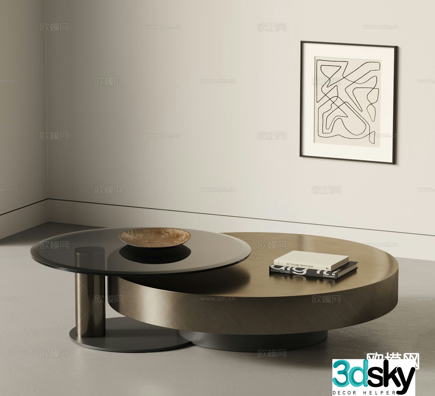 Modern double coffee table 3d model