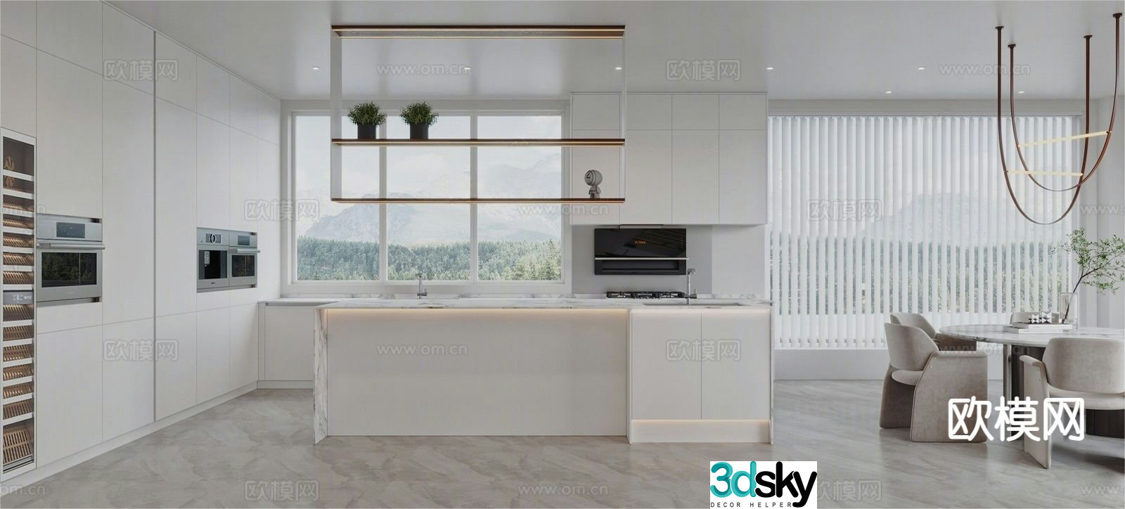 Modern open kitchen 3d model