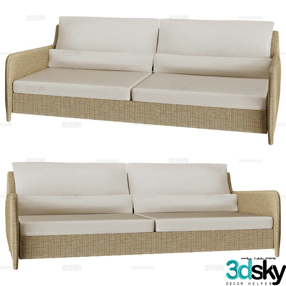 Sifas rattan sofa outdoor sofa double sofa 3d model