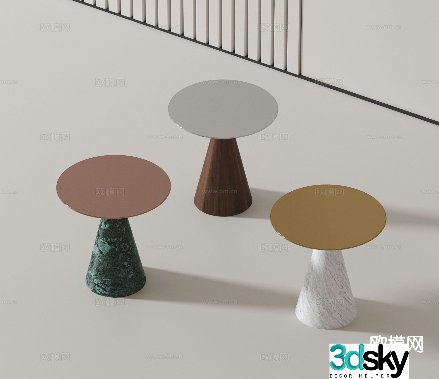 Modern round table side table angle table 3D model