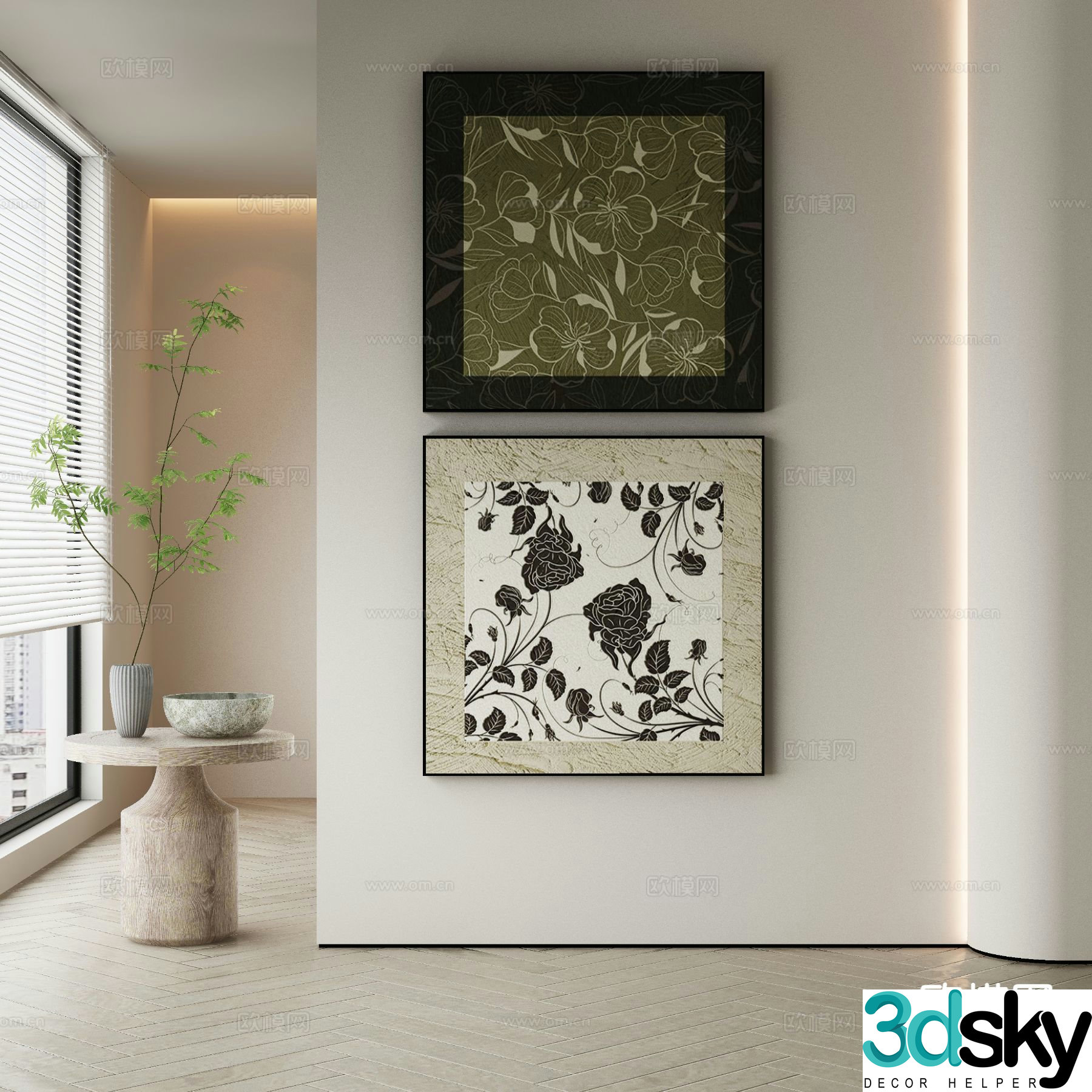 Modern texture painting decorative painting 3d model