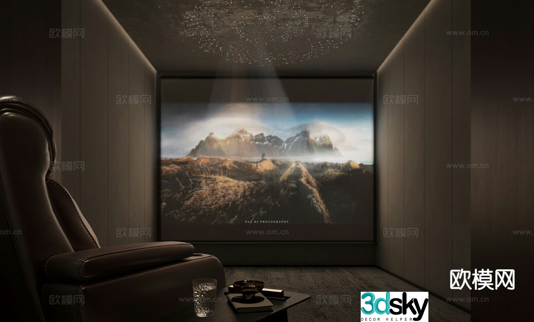 Modern home theater screening room video room 3d model