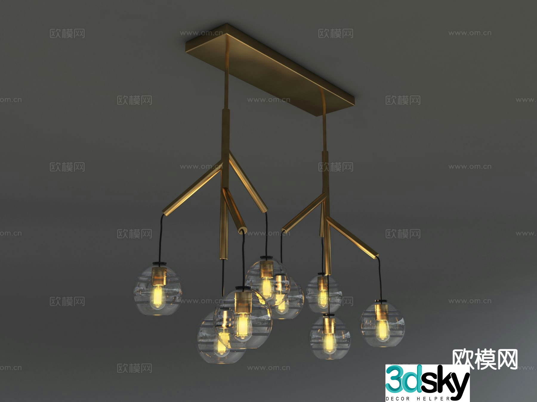 Light luxury chandelier glass ball chandelier 3d model