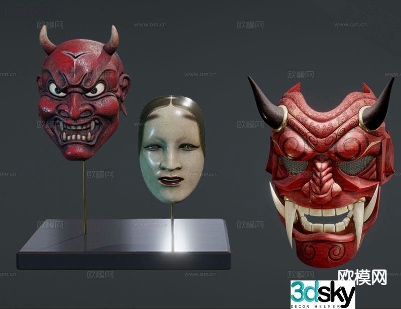 Japanese devil mask 3d model