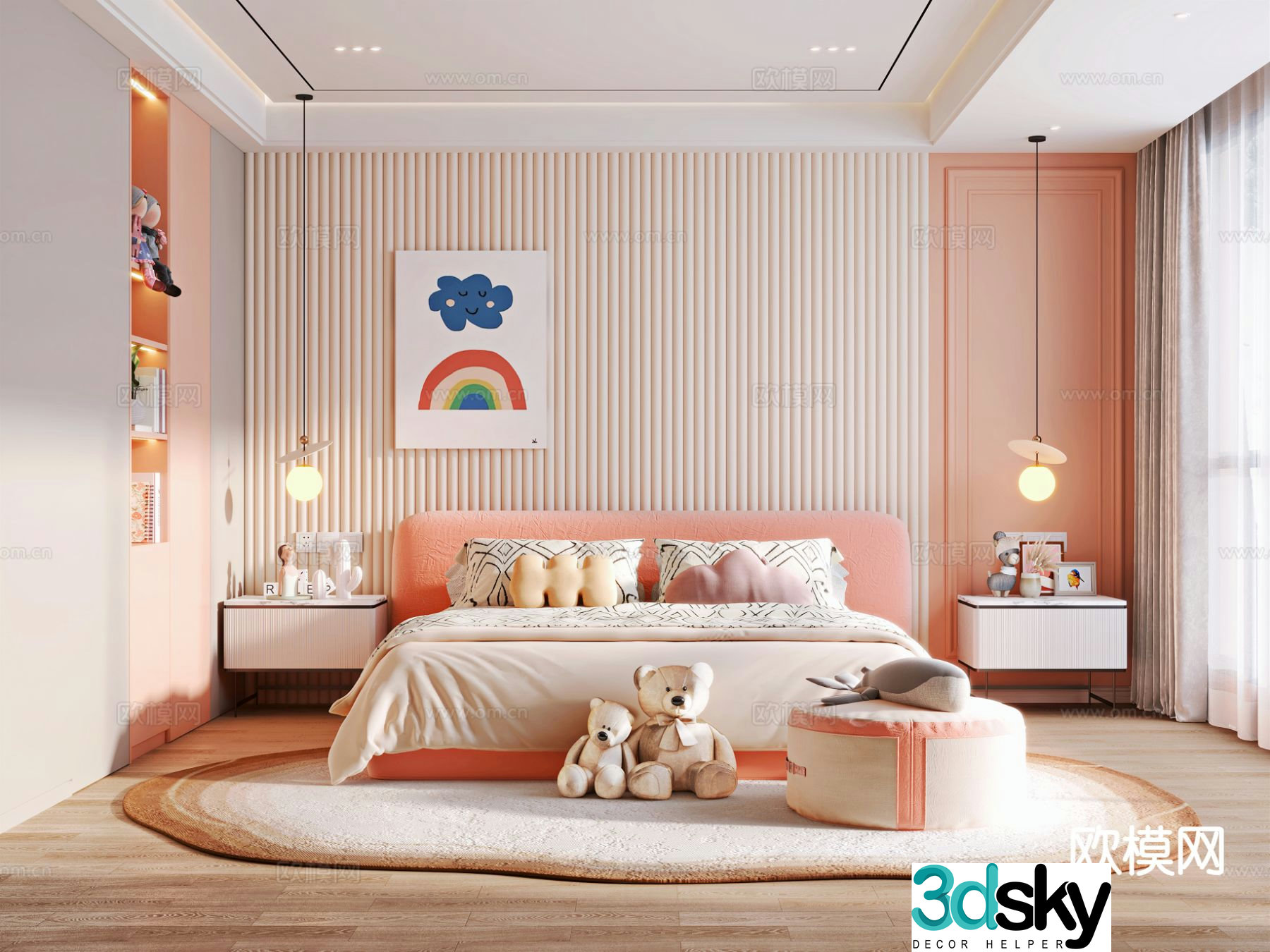 Cream style children’s room girl’s room 3d model