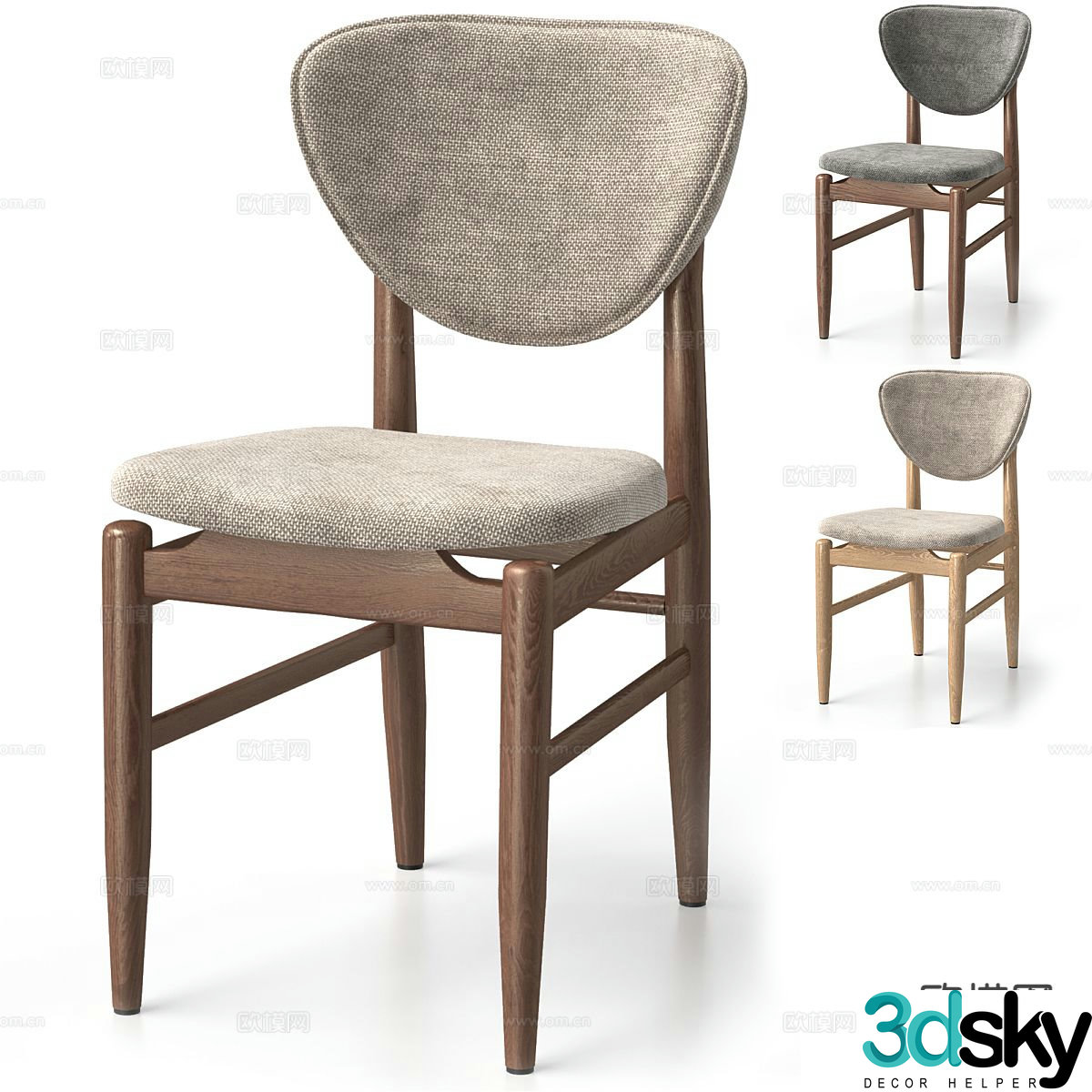Nordic chair dining chair 3d model